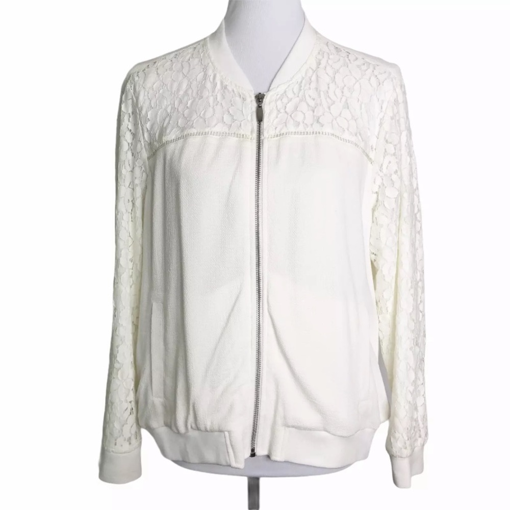 Christopher & Banks White Jacket w/lace Sz. MP